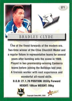 2000 Select #21 Bradley Clyde Back